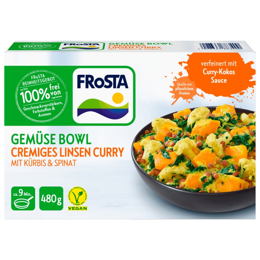 Frosta Gemüse Bowl Cremiges Linsen Curry vegan 480g